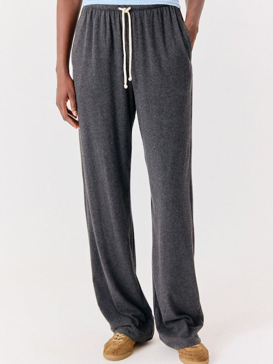Women's Fabric Flared Trousers in a Loose Fit Carbon