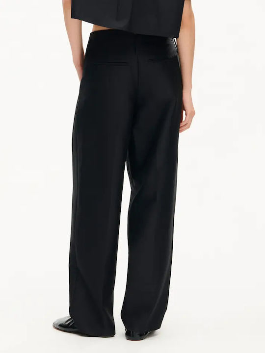 Women's Fabric Trousers in a Loose Fit Leopard Black