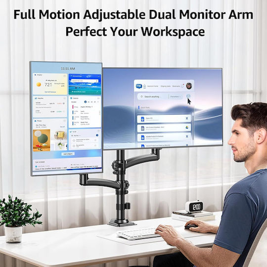 Microlink Βάση Γραφείου για 2 Οθόνες έως 27" (X002CBM2TP)
