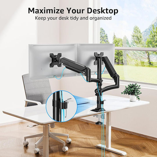 Microlink Βάση Γραφείου για 2 Οθόνες έως 27" (X002CBM2TP)