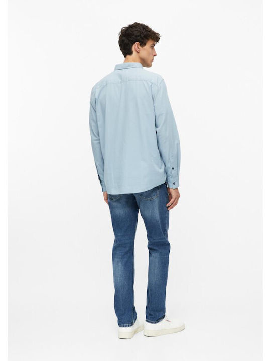Long Sleeve Cotton Shirt in Regular Fit Light Blue