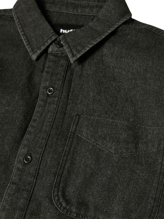 Carson Langärmeliges Denim-Hemd Schwarz