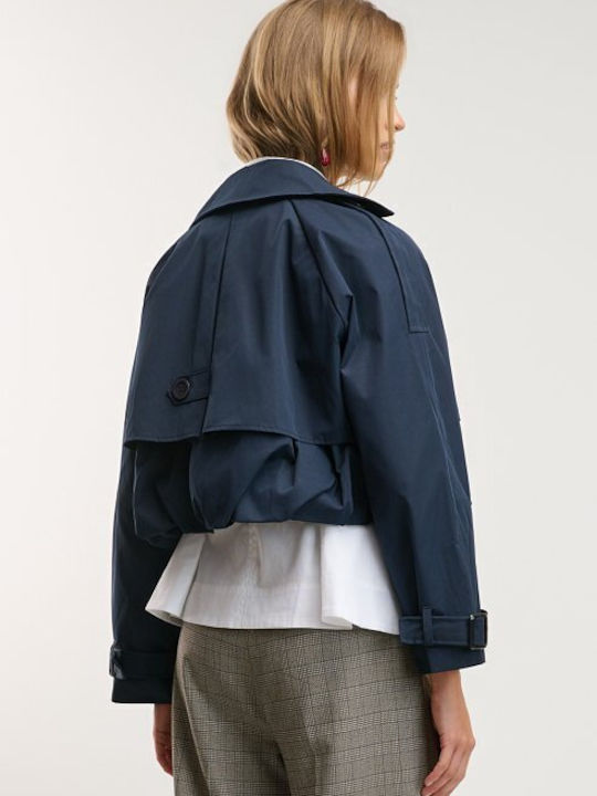 Damen-Kurzmantel Blau mit Knöpfen
