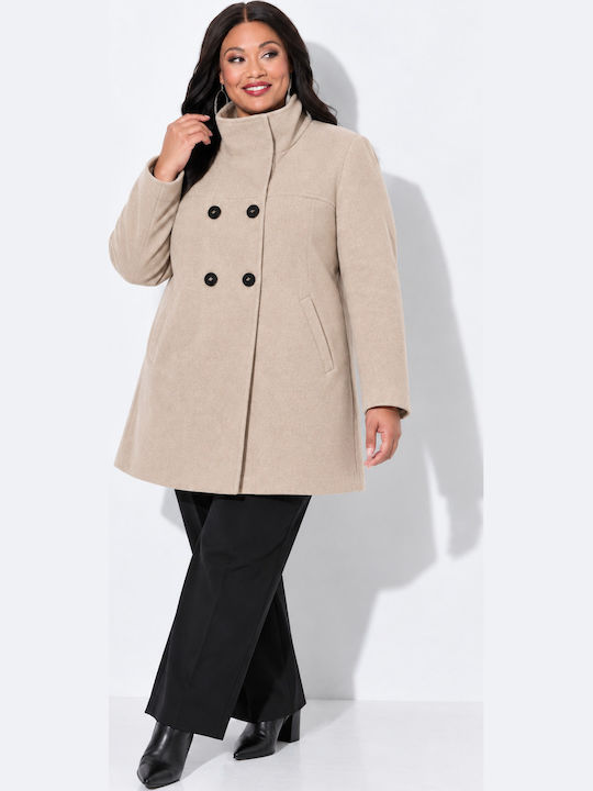 Damenmantel Beige mit Knöpfen
