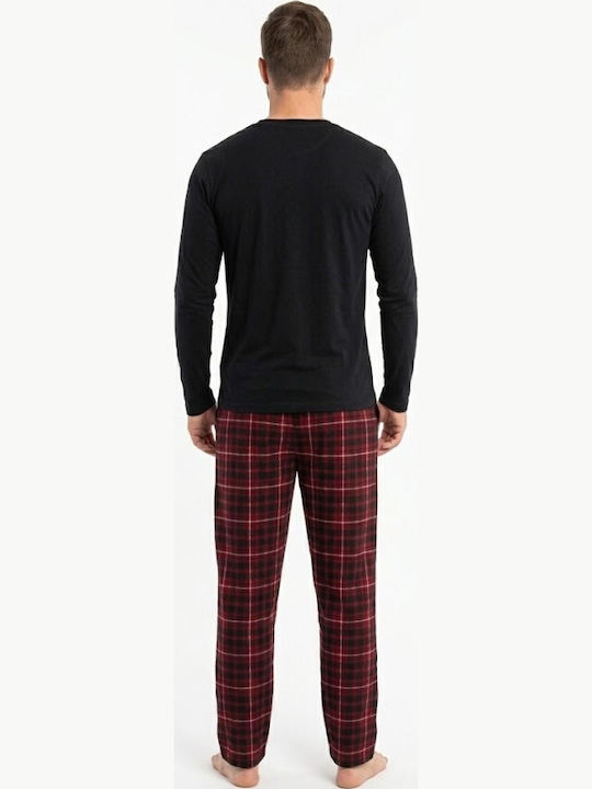 Soccus Χειμερινή Καρό Ανδρική Πιτζάμα Red/black