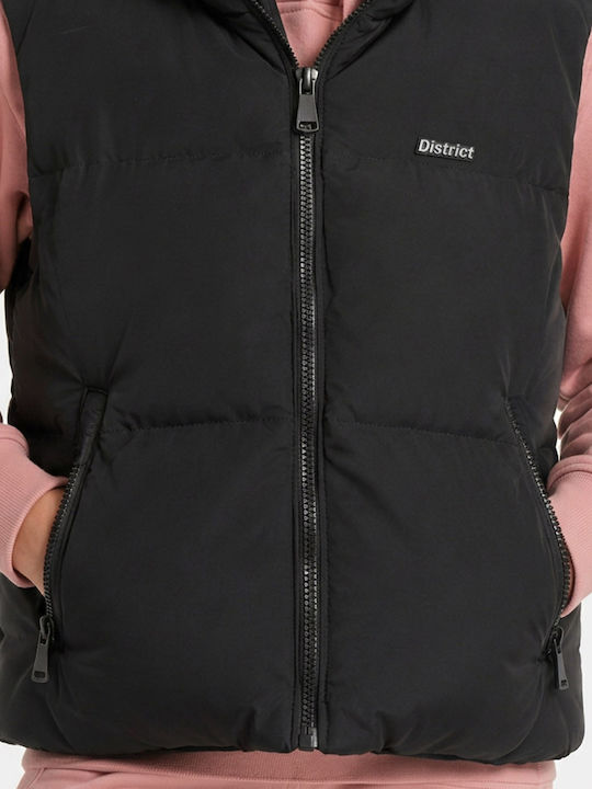 Kids Sleeveless Short Hooded Black Parka