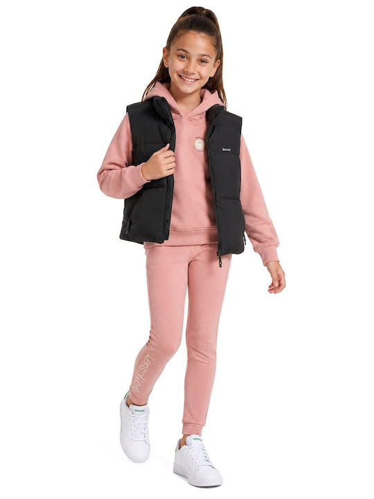 Kids Sleeveless Short Hooded Black Parka