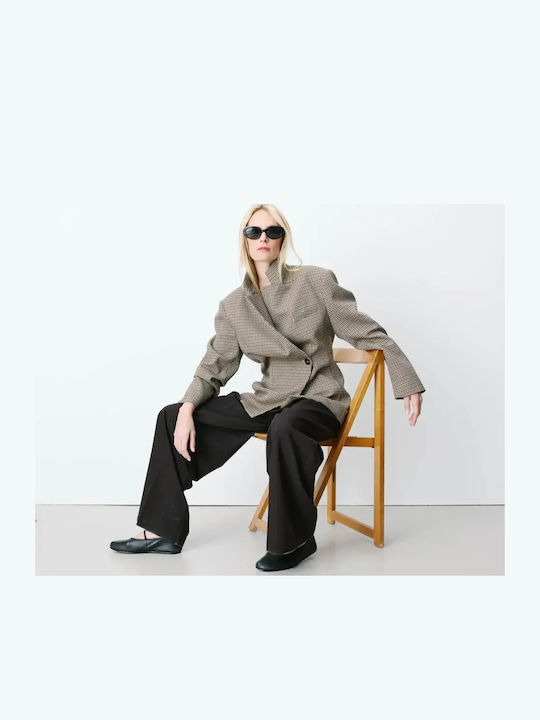 Grace & Mila Langer Damen-Blazer aus Tweed, Doppelreihig Beige