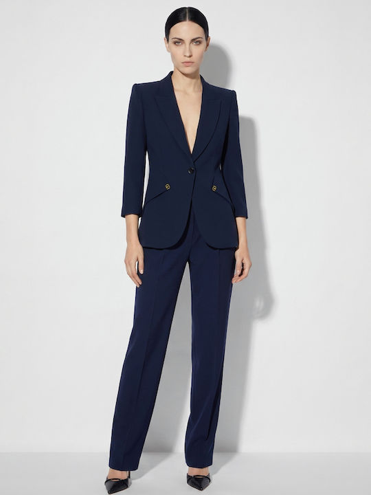 Elisabetta Franchi Γυναικείο Κρεπ Σακάκι Navy