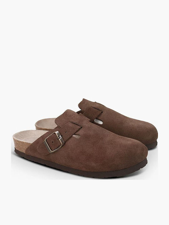 Anatomische Damen Clogs aus Leder Hausschuhe Braun