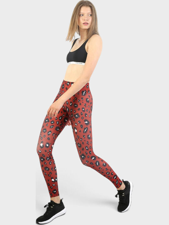 Training Women's High-Waisted Leggings Leo Orange