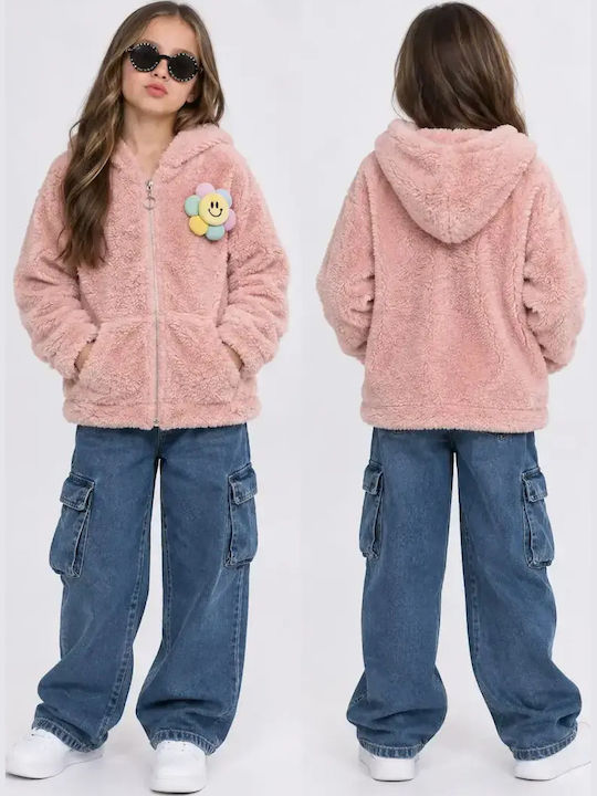 Kids Hooded Cardigan Pink