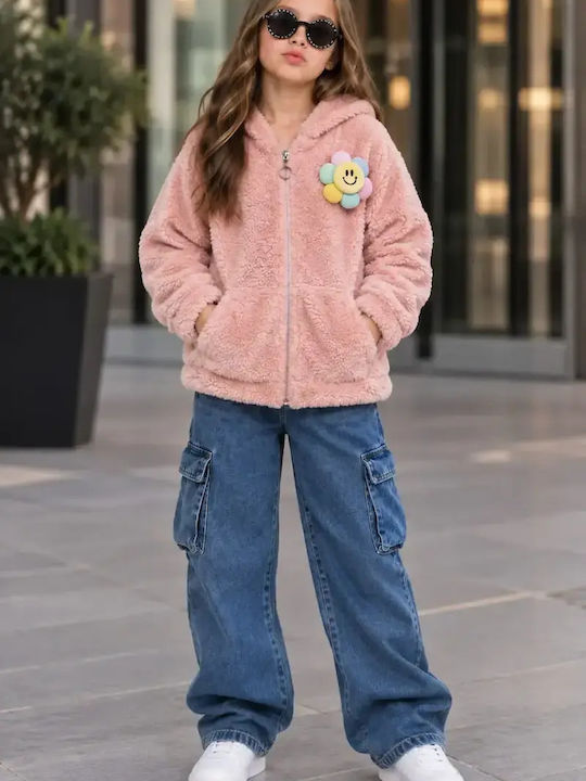 Kids Hooded Cardigan Pink