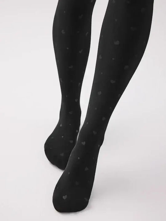 Damenstrumpfhose 140 Den Schwarz mit Print