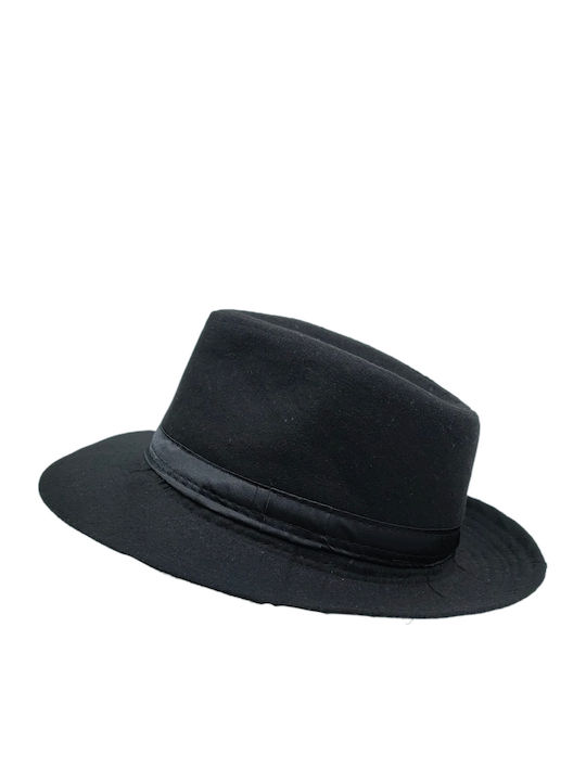 Brims and Trims Black Fabric Men's Fedora Hat