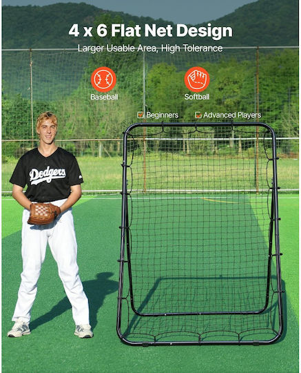 Vevor Baseball Rebounder Net 1210 x 1730 mm 5 Adjustable Angles Strike Zone Target Steel Frame Rebound Net Pitching Fielding Return Training