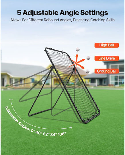 Vevor Baseball Rebounder Net 1210 x 1730 mm 5 Adjustable Angles Strike Zone Target Steel Frame Rebound Net Pitching Fielding Return Training