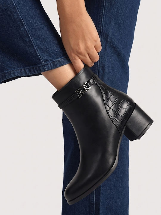 Wildleder Damen Ankle Boots mit Mittlerem Absatz Schwarz