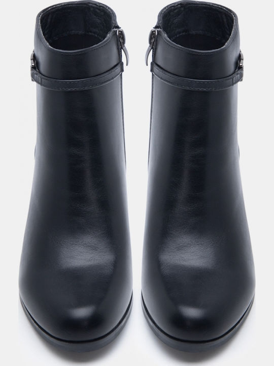 Wildleder Damen Ankle Boots mit Mittlerem Absatz Schwarz