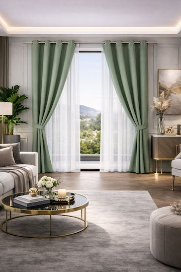 Atmosphera Перде с Копчета Celadon Зелен 140x260см