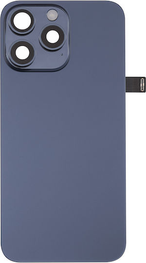 Back Glass W Magsafe Magnet & Nfc & Flashlight Flex Iphone 15 Pro Max No Logo Aftermarket Blue Titanium