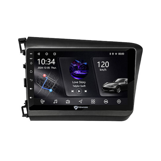 VenCore Auto-Audiosystem für Honda Civic 2012–2015 (Bluetooth/USB/AUX/WiFi/GPS/Apple CarPlay/Android Auto) mit 9"-Touchscreen