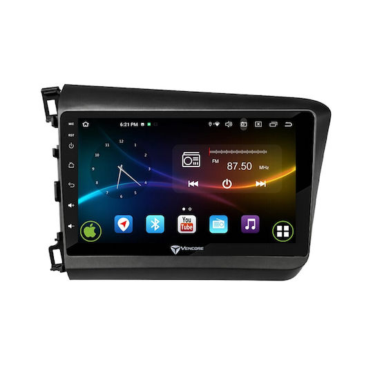 VenCore Auto-Audiosystem für Honda Civic 2012–2015 (Bluetooth/USB/AUX/Wi-Fi/GPS/Apple CarPlay/Android Auto) mit 9-Zoll-Touchscreen