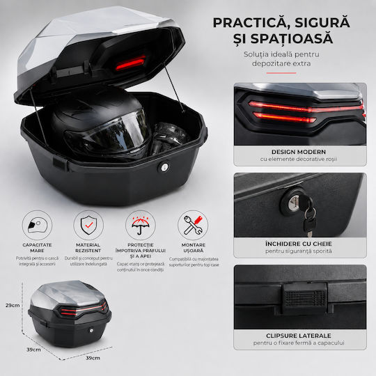 FIXATO Topcase pentru Motocicletă Gri