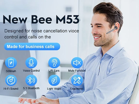 NewBee M53 Bluetooth Слушалка Безжични Слушалки с Калъф за Зареждане, Черни