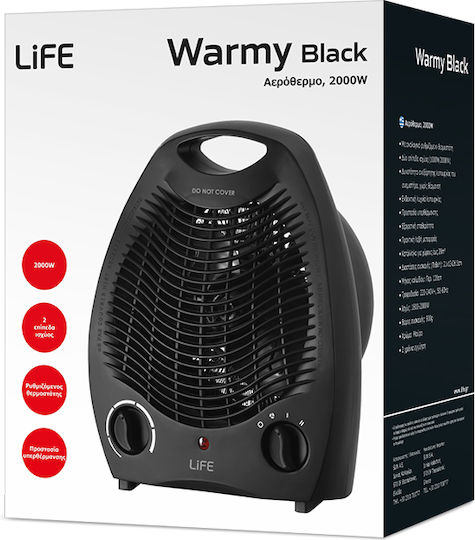 Life Warmy Raumheizlüfter für den Boden Schwarz 2000 W