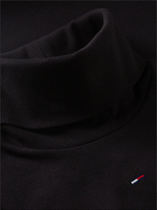 Midi T-shirt Φόρεμα Πλεκτό Ζιβάγκο Μαύρο