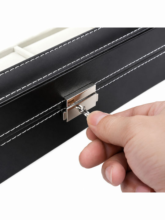 Leather Case for 6 Watches and 3 Pairs of Glasses – Black