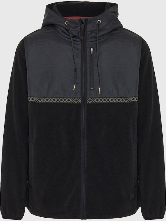 Herren Fleecejacke mit Kapuze Schwarz FBM012-050-06-Schwarz