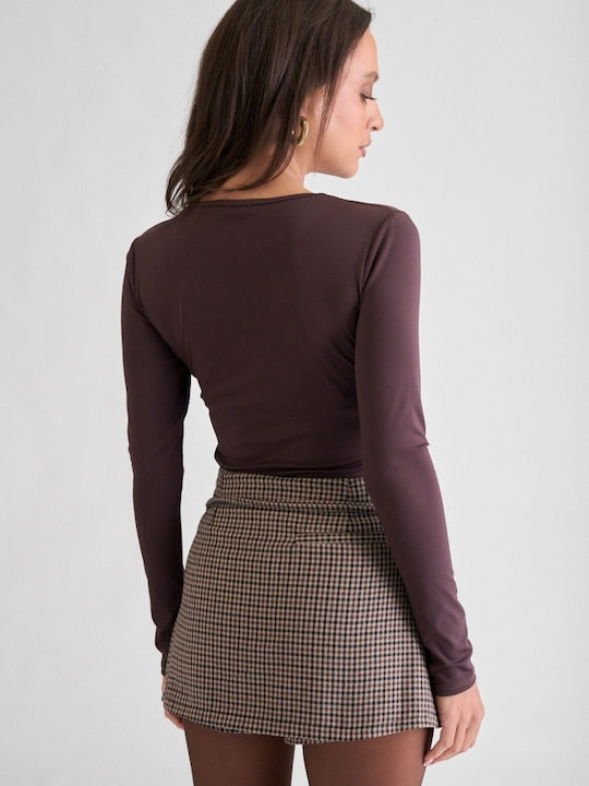 Women's Checked Skort Dark Brown