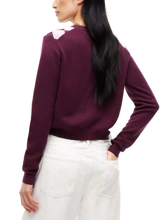 Women's Knitted Cardigan Burgundy-Pink