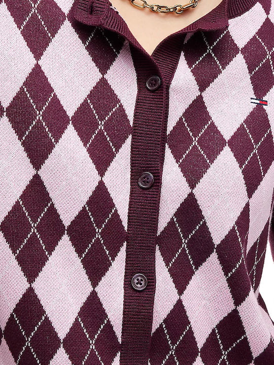 Women's Knitted Cardigan Burgundy-Pink