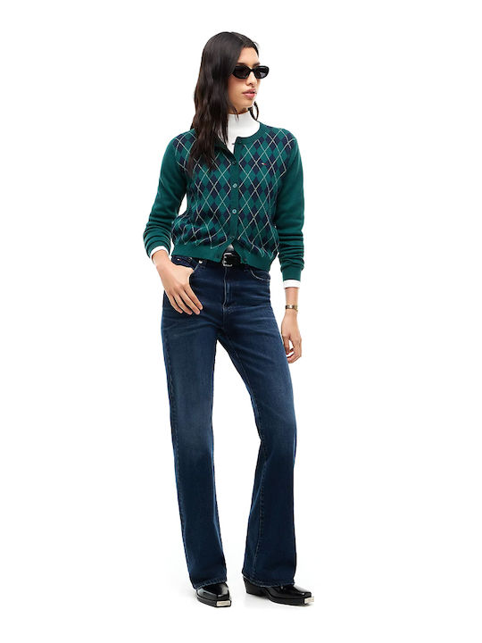 Women's Knitted Cardigan Blue-Green