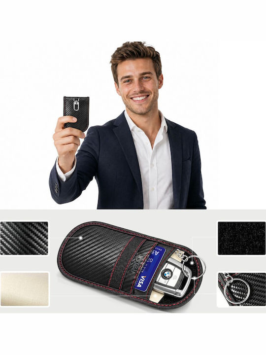 Tech-protect Klr100 Θήκη Χωρίς Κλειδί Rfid Σηματοδότης Θήκη Ανθρακί Μαύρο Κόκκινο