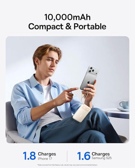 Baseus Enerfill FC11 Power Bank 10000mAh 45W με Θύρα USB-A και Θύρα USB-C Ivory