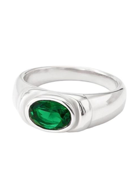 Women's Ring with Stones in Steel
