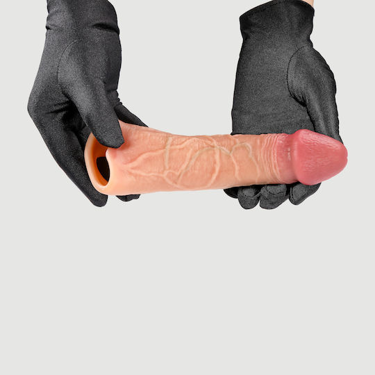 Realistische Penisverlängerung aus Silikon mit geformter Eichel und Adern 19,9 cm Natürlich