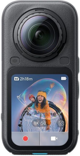 X6 47GB Action Camera 8K Λήψης 360° Motorcycle Bundle με Οθόνη Αφής 2.32" και Wi-Fi Μαύρη