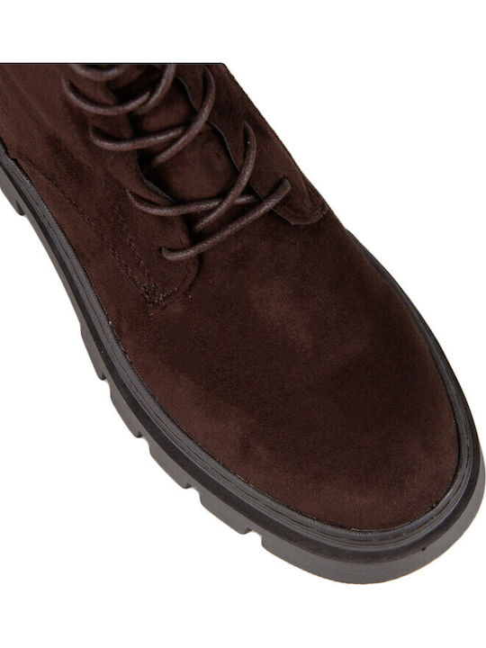 Suede Women's Brown Combat Boots