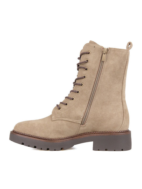 Suede Women's Brown Combat Boots