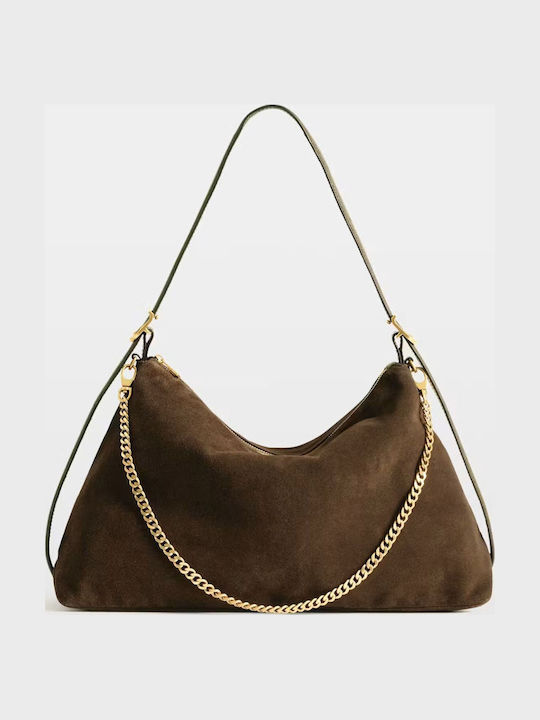 Leather Women's Shoulder Bag Suede Wood