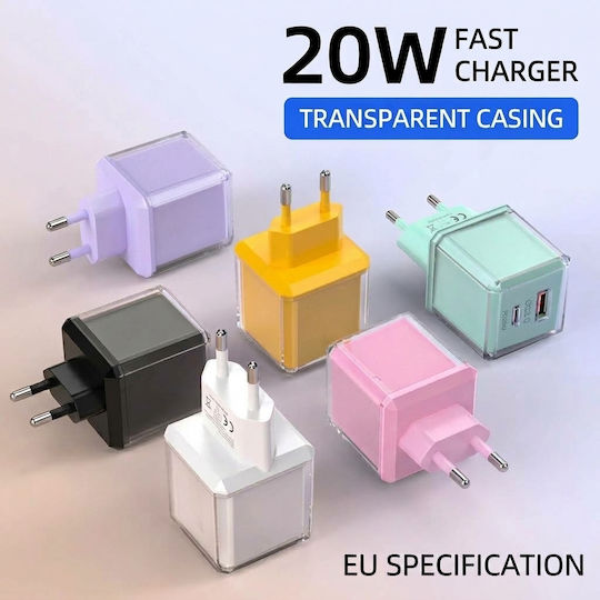 Leewello Ladegerät Ohne Kabel mit USB-A- und USB-C-Anschluss 20 W Power Delivery / Quick Charge 3.0 Lila (783192-Purple)