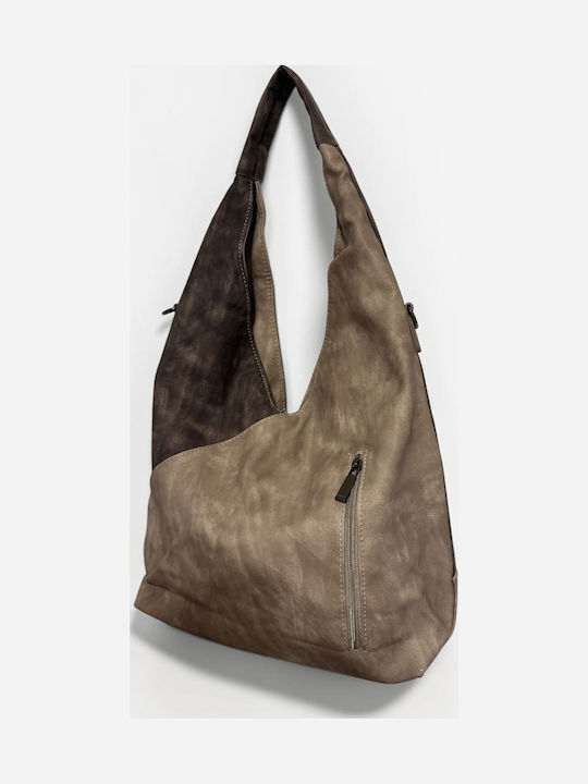 Beige Damen-Schultertasche