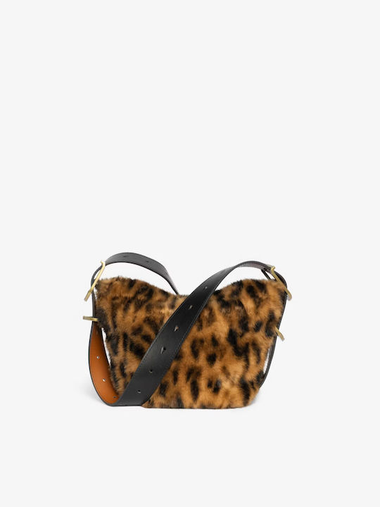 Damen-Flap-Tasche aus Fell in Tabakbraun