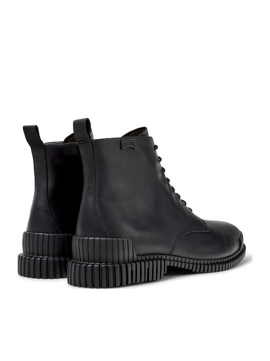 Pix Black Leather Combat Boots