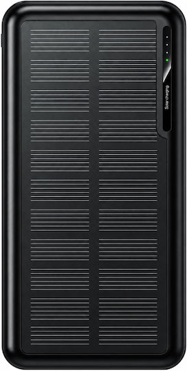 Hoco J176A Baterie Externă Solară 20000mAh 10W cu 2 Porturi USB-A și Port USB-C Neagră